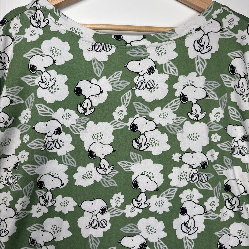 Munki Munki Peanuts Snoopy Green Floral Night Shirt Sleep Shirt Plus Sz 2X Comfy - Picture 9 of 10